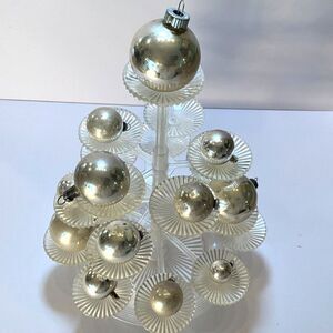 12 vintage silver Christmas balls; different sizes - Shiny Brite must see